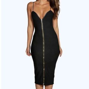 Bandage Zip Through Midi Dress
